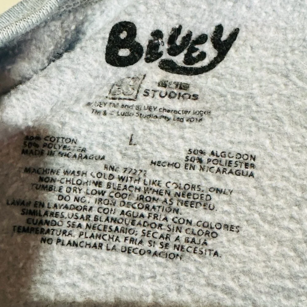 Bluey Unicorn Sweatshirt Light Blue Crewneck Pullover Women's Large Boxlunch - Picture 3 of 7